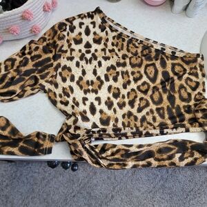 Leopard Print One-Shoulder Top
